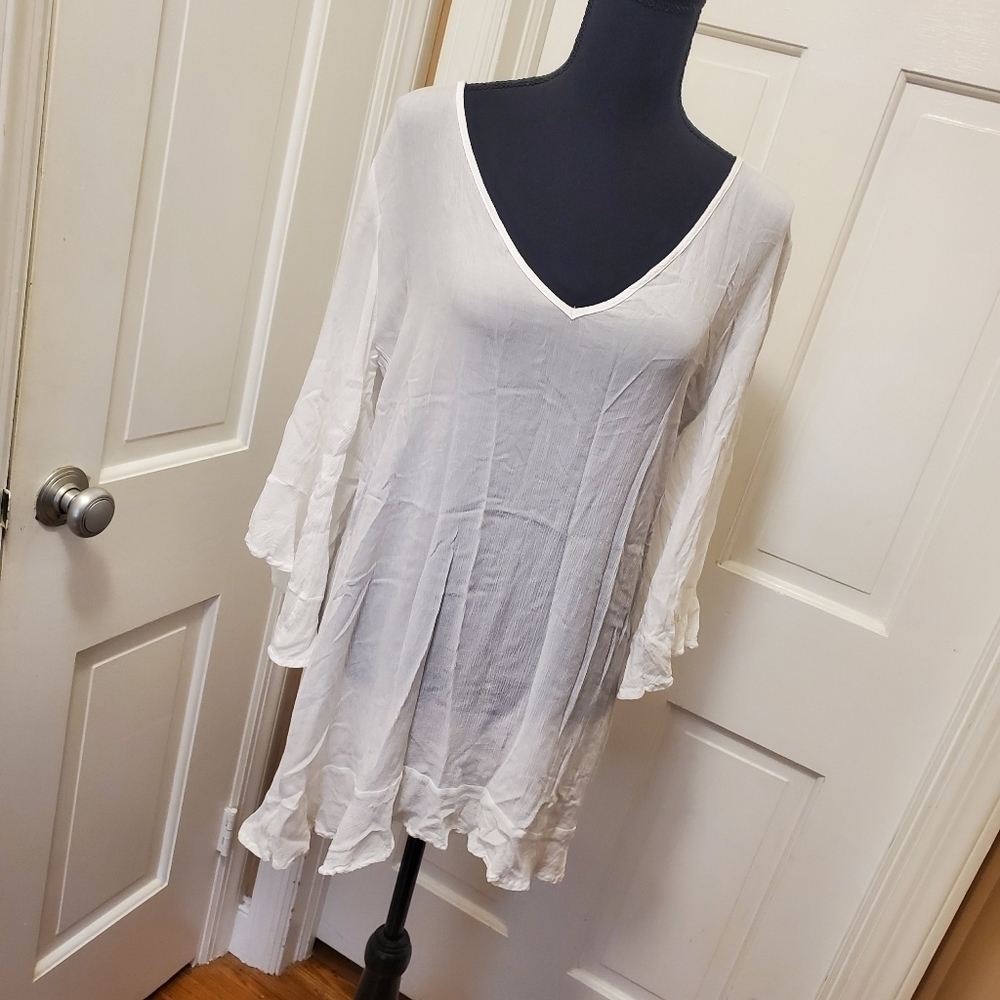 Anne Cole White Flounce Swim Cover Up Size Medium